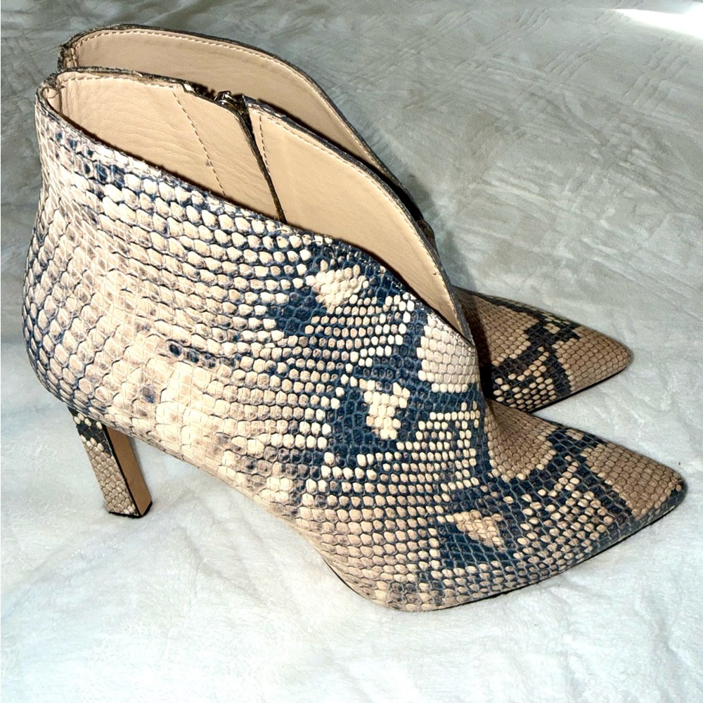 Vince Camuto Snakeskin Ankle Boots - Black and Cream - Picture 7 of 8